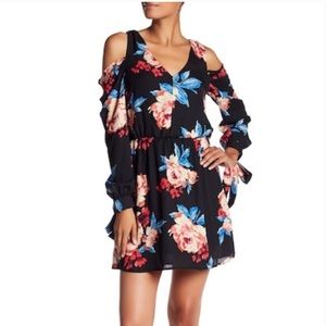 CHARLES HENRY Floral Cold-shoulder Dress XS